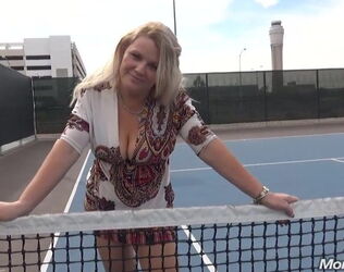 Super-naughty mother pumps out her twat cream on tennis
